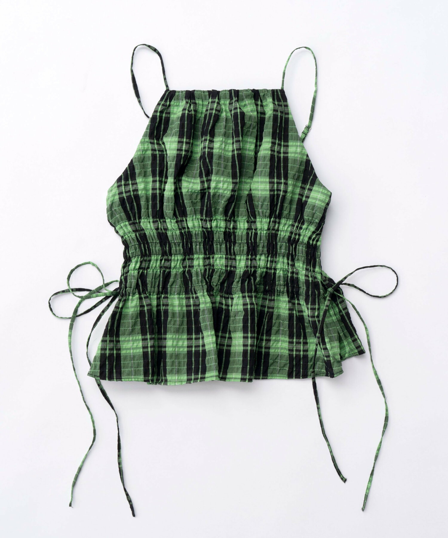 Checked Shirring Bustier